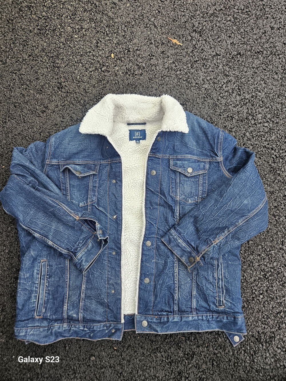 George Blue Denim Sherpa-Lined Jacket with Cream Lining